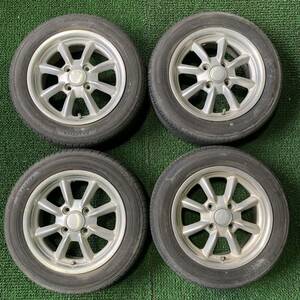 AE609-404 バリ山 PRACTIVA サマータイヤ 155/65R13 【４本】 13x5J +40 PCD100 4穴 ムーヴ アルト ミラ ワゴンR 等★1円スタート★