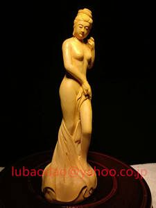 極上質 木彫 置物 裸婦像 脱衣裸婦 ギフト用 職人手作 18cm