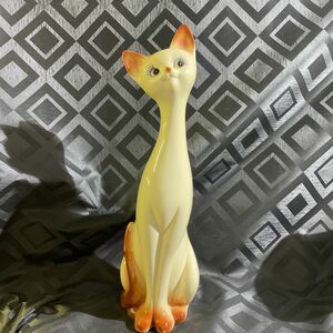 昭和レトロ 陶器人形 かわいい猫 当時物 昭和レトロポップ 猫　置物　インテリア　大きい