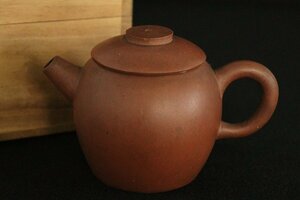 TB526煎茶器 後手急須 約119g◇朱泥急須/中国茶器/煎茶道具/茶壷/茶注/唐物/古玩/中国美術/工芸/時代/骨董/古美術/古道具タグボート