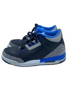 NIKE◆AIR JORDAN 3 RETRO BG/エアジョーダンレトロ/グレー/398614-007/24cm/BLK