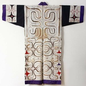 【TAKIYA】7264『アイヌ民族衣装 カパラミプ』 白布切抜文衣 木綿 刺繍 民藝 antique kimono textile 古美術 時代