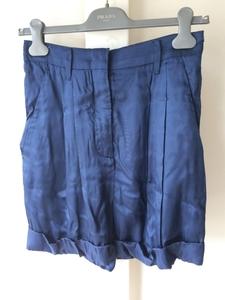 新品 難有り プラダ 最高級 ショート パンツ 42 PRADA 青 ブルー