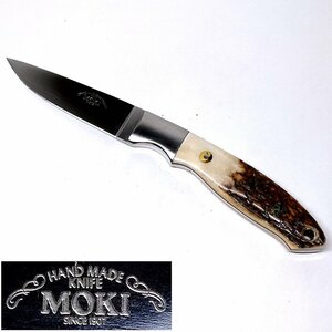 【侍】MOKI KNIFE モキ ナイフ ATS34 ハンドメイドカスタムナイフ フォールディングナイフ 革ケース付 キャンプ 20+966