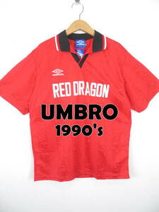 【デッドストック】90s UMBRO アンブロ ★ 襟付き ゲームシャツ ユニフォーム L ★ サッカー ジャージ デサント以前 アクロス製 未使用