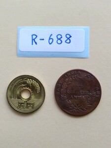 外国コイン　イギリス領（英領）インド　(Rー６８８)　東インド会社　クオーターアンナ硬貨　１８３５年　古銭