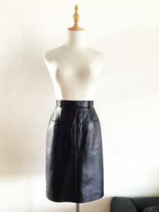 【Christian Dior SPORTS】クリスチャンディオール　ラムレザー　羊革　スカート　黒　Mサイズ　ヴィンテージディオール