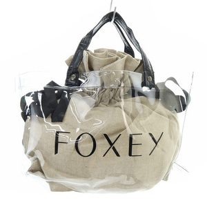 フォクシー FOXEY 巾着付き ロゴ クリアバッグ ハンドバッグ ロゴ クリア グレージュ /SR25 ■SH レディース