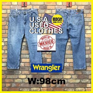 DP1-029★メキシコ製★BIGサイズ【Wrangler】96501DS コットン100% レギュラーフィット デニムパンツ【W38 メンズ XL】ブルー ジーンズ