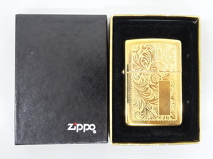 新品 未使用品 1995年製 ZIPPO ジッポ SOLID BRASS ソリッドブラス アラベスク 唐草 ゴールド 金 オイル ライター USA
