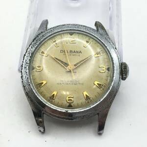 ○H241-120 DELBANA/デルバナ 3針 メンズ 手巻き 腕時計 53105 不動ジャンク品 