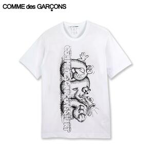コムデギャルソン x カウズ コラボ プリントTシャツ サイズXL ホワイト FH-T007