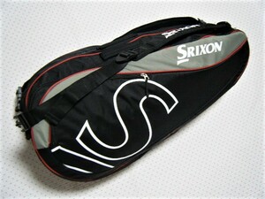 スリクソン　SRIXON　テニス用ラッケトバッグ・遠征バッグ　黒色　背負えるタイプ　6本収納可能　シューズポケット装備　定価 7,700円