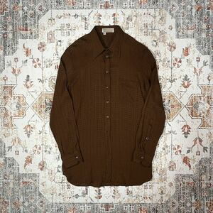 1970s OLD Gucci Pure Silk Shirt グッチ シルク 総柄 ジャガード シャツ オールド 初期 アーカイブ ヴィンテージ ビンテージ メンズ 80s