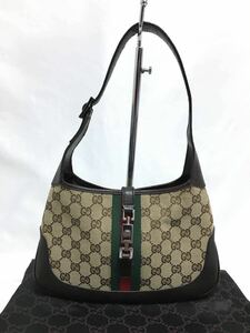 美品 グッチ ジャッキー シェリーライン ショルダーバッグ GGキャンバス ハンドバッグ GUCCI 