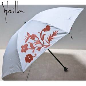 《Sybilla シビラ》新品 爽やか空色 花柄 折りたたみ傘 雨傘 指に優しい安全ロクロ 毎日の携帯に A7969