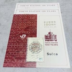 【YOI-257FK】1円スタート～ 東京駅開業100周年記念スイカ Suica 台紙付き チャージ1500円分 1枚 記念品 JR東日本 カード 現状品