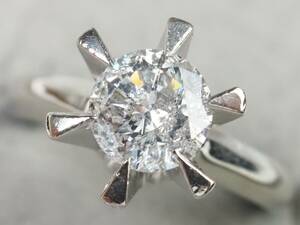 【3574D】Pt900プラチナ 天然ダイヤモンド 大粒 0.72ct/5.2g リング 指輪 ♯8.5