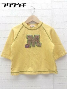 ◇ Miki House ミキハウス キッズ 子供服 ロゴ 刺繍 長袖 トレーナー サイズ100 イエロー マルチ メンズ