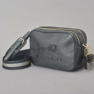 1円 未使用 COACH コーチ ホース・アンド・キャリッジ 2WAY ショルダーバッグ クラッチ F75818 レザー ブラック 馬車柄 ポーチ 鞄 Ma.a