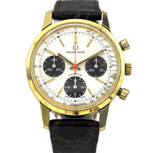 ユニバーサルジュネーブ 手巻時計 コンパックス 591100/02 革ベルト 中古 Universal Geneve