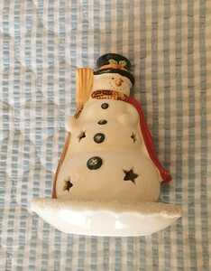 インテリア雑貨 陶器製〜「*クリスマス スノーマン 雪だるま*」〜キャンドルホルダー