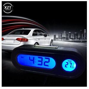 送料無料　車内　時計　温度計　カー　デジタル　クロック　発光　自動車　K02