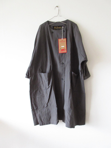 未使用 AU GARCONS / オーギャルソン ANNA ONE CHARCOAL GRAY * コットン ノーカラーコート ジャケット