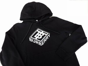 未使用/タグ付き★バーバリー BURBERRY プルオーバー パーカー フード ブラック XS コットン100％■8038245