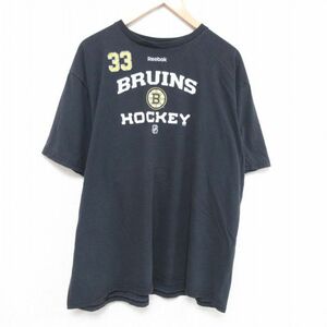 XL/古着 リーボック REEBOK 半袖 ブランド Tシャツ メンズ NHL ボストンブルーインズ スデノチャラ 33 大きいサイズ コットン クルーネ