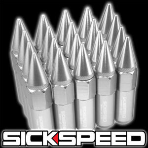 SICKSPEED スパイクナット ポリッシュ M14x1.5 90mm シルバー ホイールナット カマロ チャレンジャー 300 マグナム シックスピード