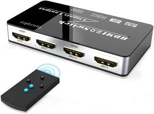 【新品】 Tensphy HDMI切替器 HDMIセレクター 3入力1出力 HDMI分配器 自由切り替え Apple TV/Chromecast/Switch/Xbox/HDTV/PS4 22