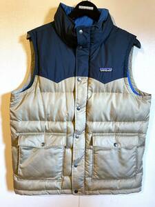 美品 廃盤 PATAGONIA パタゴニア SLINGSHOT DOWN VEST スリングショット ダウンベスト Sサイズ 希少 ビビーベスト ベージュ×ネイビー