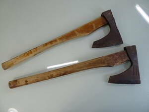 在銘 「　盛〇　/　源〇光　」　古い手斧　オノ　２本まとめて　中古現状　ハンドツール　手工具DIY　巻き割り
