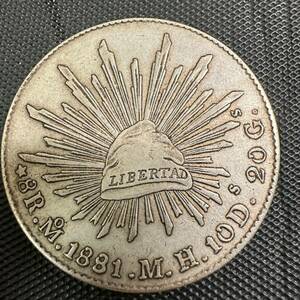 古錢　メキシコ　1881年 　貨幣　コイン　大型銀貨 貿易銀 重さ26.5g 硬貨 H90