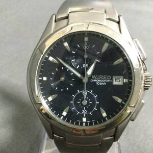 564/16　GJ60540　WIRED　CHRONOGRAPH　ALBA　7T92-0BX0　クォーツ　シルバーカラー×ブラック　稼働　メンズ　セイコー　ワイアード