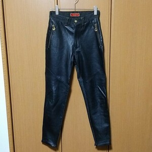 LUNA MATTINO ルナマティーノ レザー デニムパンツ 革パン ブラック 黒 日本製 羊革 シープスキン 80s 90s Jean Paul GAULTIER VERSACE