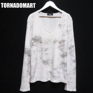 美品 TORNADOMART トルネードマート ムラプリントカットソー ロングスリーブTシャツ スプラッシュプリント 長袖トップス メンズ 春物