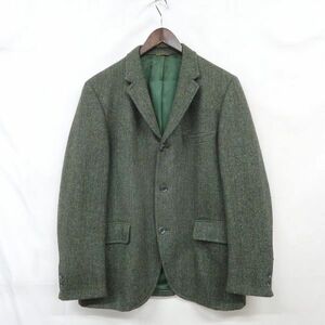 サイズ 41 Harris Tweed ツイード ウール テーラード ジャケット ブレザー ハリスツイード グリーン系 古着 ビンテージ 3M0602