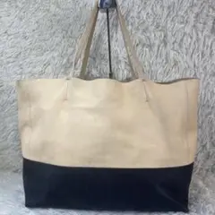 CELINE  ホリゾンタルカバ  バイカラー トートバック 金ロゴ 肩掛けA4