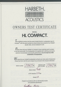 Harbeth HL Compactの英語資料 ハーベス 管4799