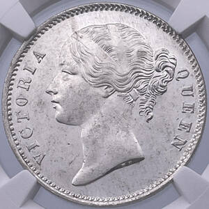 ★人気★ MS63 ヤングヘッド 1840B＆C 英領インド ヴィクトリア女王 1ルピー NGC 英国 銀貨 アンティーク ワイオン ウナではない 008