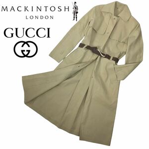 h254 GUCCI MACKINTOSH グッチ マッキントッシュ ロングコート ロング トレンチコート スプリングコート ベージュ S イタリア製 正規品