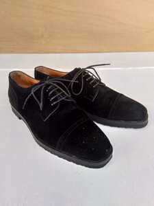 ブルーノマリ BRUNOMAGLI　レザーシューズ　革靴 スウェード　ストレートチップ ラバーソール　黒色　ブラック　7 1/2　イタリア製　美品　