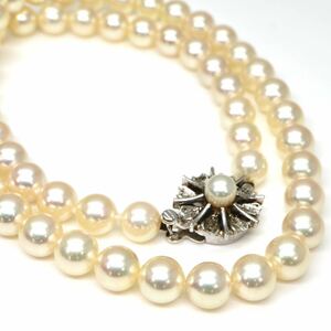 ◆アコヤ本真珠ネックレス/ 2 ◆M 約33.2g 約43.0cm 7.0-7.5mm珠 pearl パール jewelry necklace ジュエリー DB0/DB0