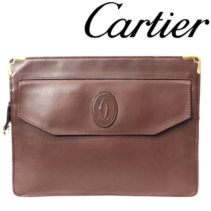 【中古】【やや傷や使用感あり】Cartier セカンドバッグ ブランド カルティエ ボルドー マストライン R-CA-B-34-1