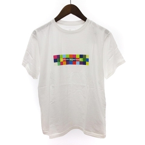 未使用品 ユニフォームエクスペリメント タグ付き Tシャツ 半袖 ボックスロゴ プリント コットン UE-190072 白 ホワイト 2 M相当