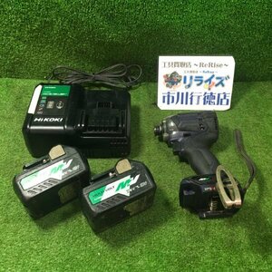 HiKOKI WH36DC 充電式インパクトドライバー バッテリー2個付き 日立【中古】※バッテリー1つ寿命-1/充電器の裏面に削り跡有