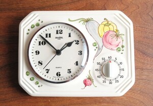 ドイツ製 CERATEC TIME 陶器の壁時計 タイマー付き 電池式 壁掛け時計 セラミック キッチンクロック アンティーク_ig3412