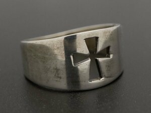 ビンテージ 925 シルバー製 カットアウト デザイン クロス 十字架 バンド リング 指輪